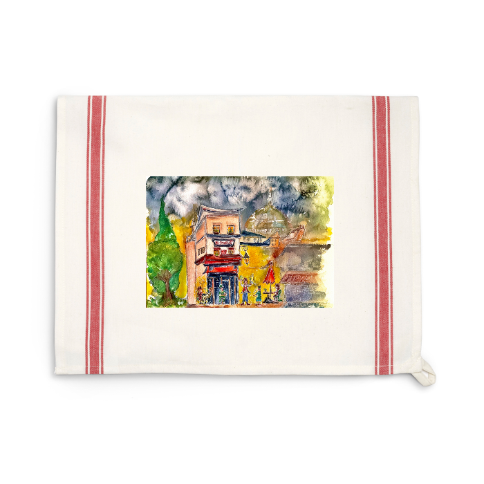 Personalized Vintage Red-Striped Kitchen Towel