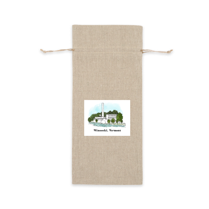 Personalized Linen Wine Bag with Jute Drawstring