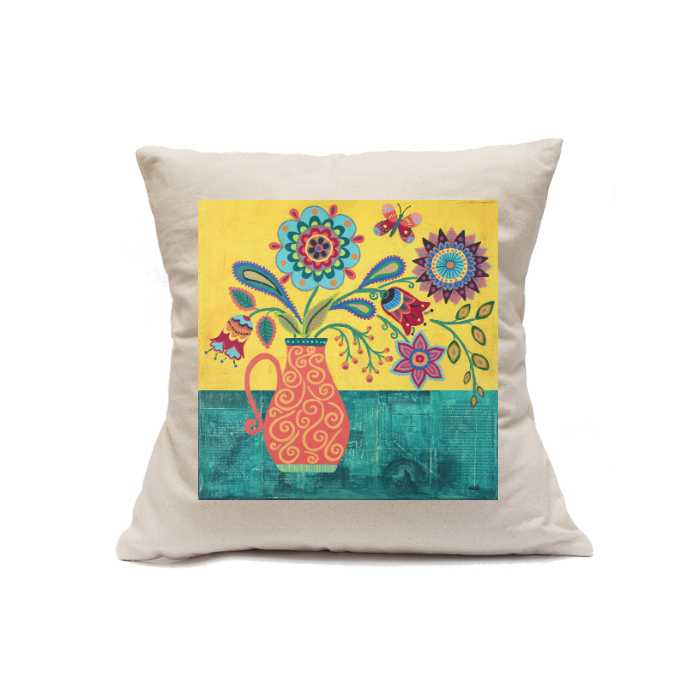 Custom Printed Natural Canvas Pillowcase with Zipper 18"x18"